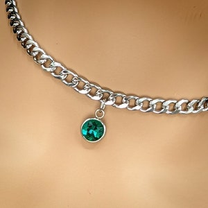 Birthstone Day Collar with Custom Locking Options - Heavy Chain Necklace