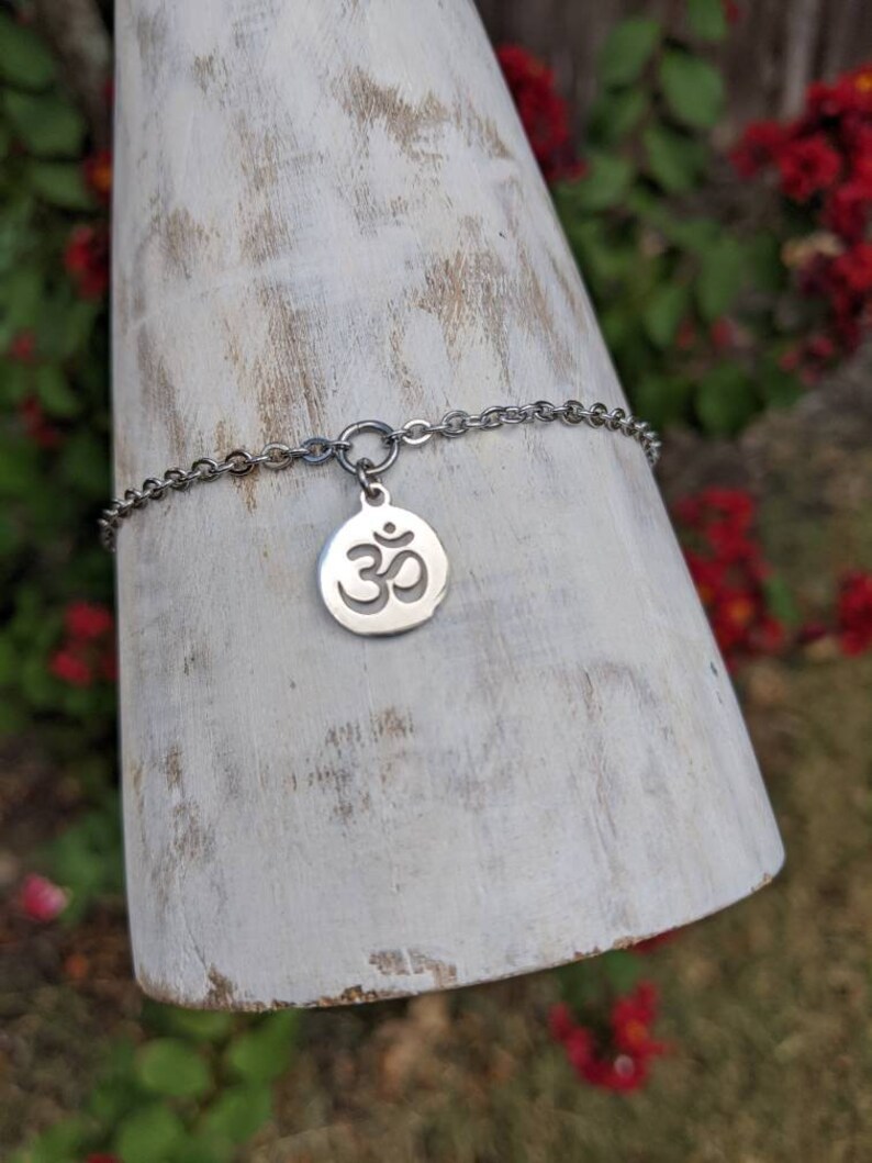 Sexy 100% Stainless Steel Om Symbol Anklet / Bracelet Custom Body Jewelry Discreet Day Collar Yoga Meditation Tranquility image 4