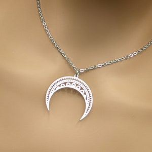 Crescent Moon Necklace * Stainless Steel * Laser Cut * Fantasy