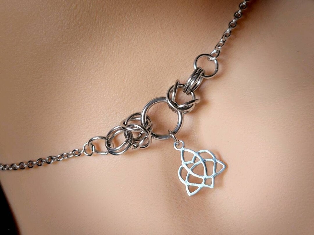 Day Collar Chainmail O Ring W/ Celtic Knot Locking Options 24/7 Wear Etsy