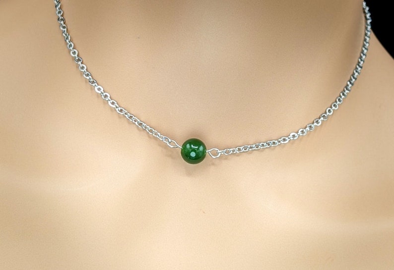 Day Collar Natural Jade Bead Locking Options 24/7 Wear image 7