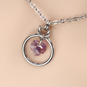Day Collar * O Ring w/ Swarovski Light Amethyst AB * Locking Options * 24/7 Wear