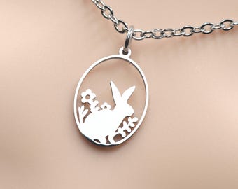 Collier de jour * Breloque lapin en filigrane * Options de verrouillage * Port 24h/24 et 7j/7