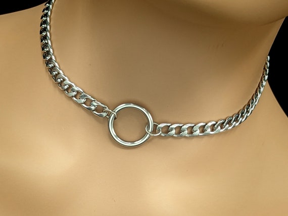Locking Discreet Day Collar With Oxidized Silver Finish Stainless Steel  Wheat Braid Chain W/spring Ring Connector in Front - Etsy