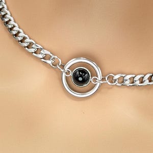 Day Collar * O Ring w/ Black Onyx Gemstone * Locking Options * 24/7 Wear