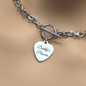 Day Collar * O Ring w/ Engraved Heart * Daddy's Princess * Stainless Steel