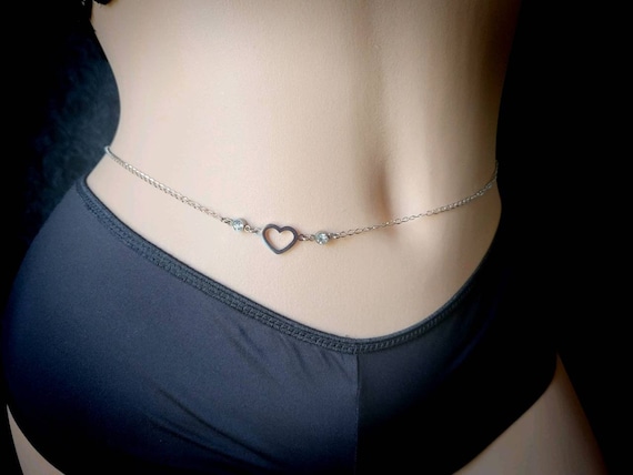 Buy Sexy 100 Stainless Steel Heart Rhinestone Body Hip Waist
