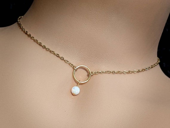 Day Collar * O Ring w/ Opal * Locking Options * 24/7 Wear