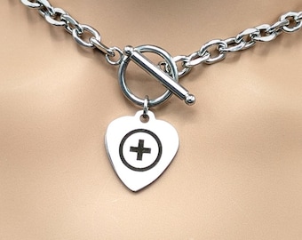 Day Collar * Heart Engraved w/ Owned Female Symbol * Stainless Steel O Ring Choker