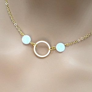 Day Collar * Gold O Ring w/ Side Opals * Locking Options * 24/7 Wear