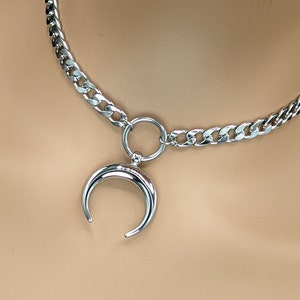 Day Collar * O Ring w/ Crescent Moon * Locking Options * 24/7 Wear