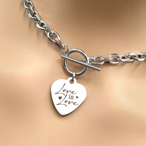 Day Collar * O Ring Toggle w/ Engraved Heart * Love is Love
