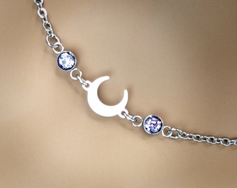 Day Collar * Crescent Moon w/ Color Options * Locking Options * 24/7 Wear