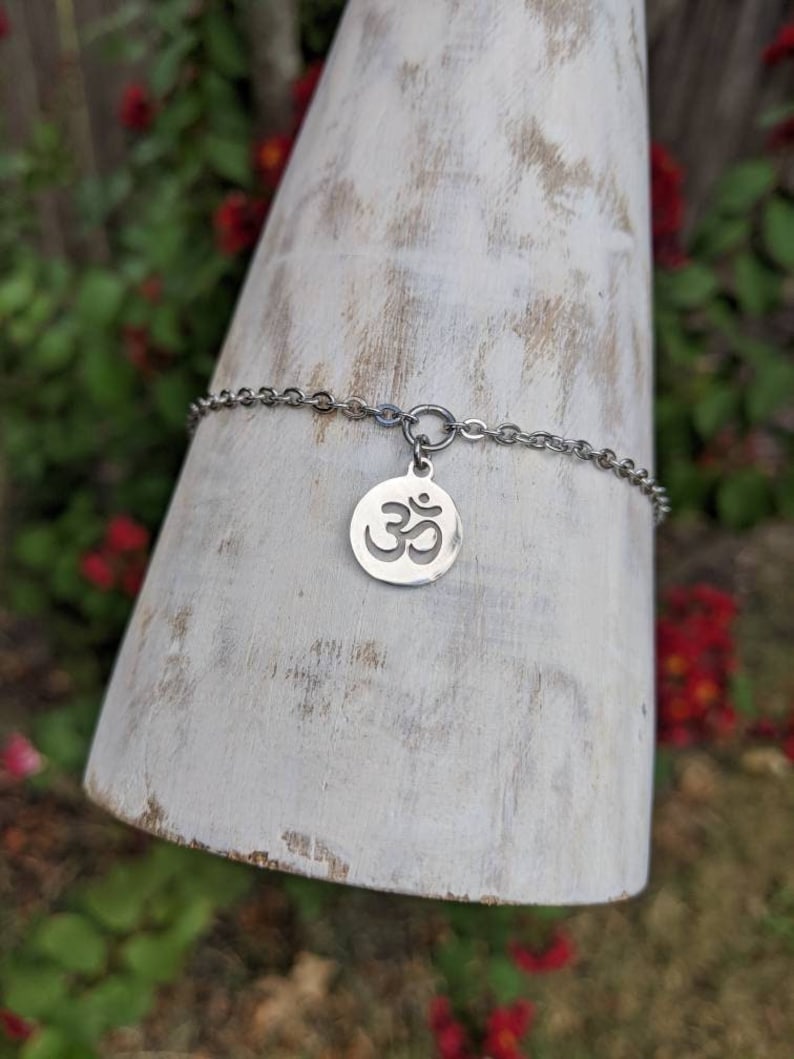 Sexy 100% Stainless Steel Om Symbol Anklet / Bracelet Custom Body Jewelry Discreet Day Collar Yoga Meditation Tranquility image 1