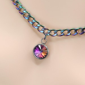 Birthstone Rainbow Day Collar with Custom Locking Options - Heavy Chain Necklace