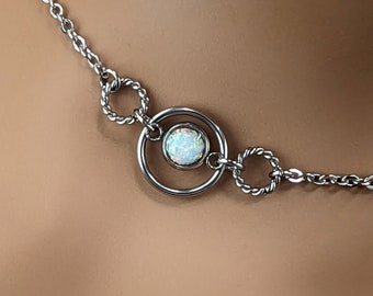 Day Collar * Triple O Ring w/ Opal * Locking Options * 24/7 Wear