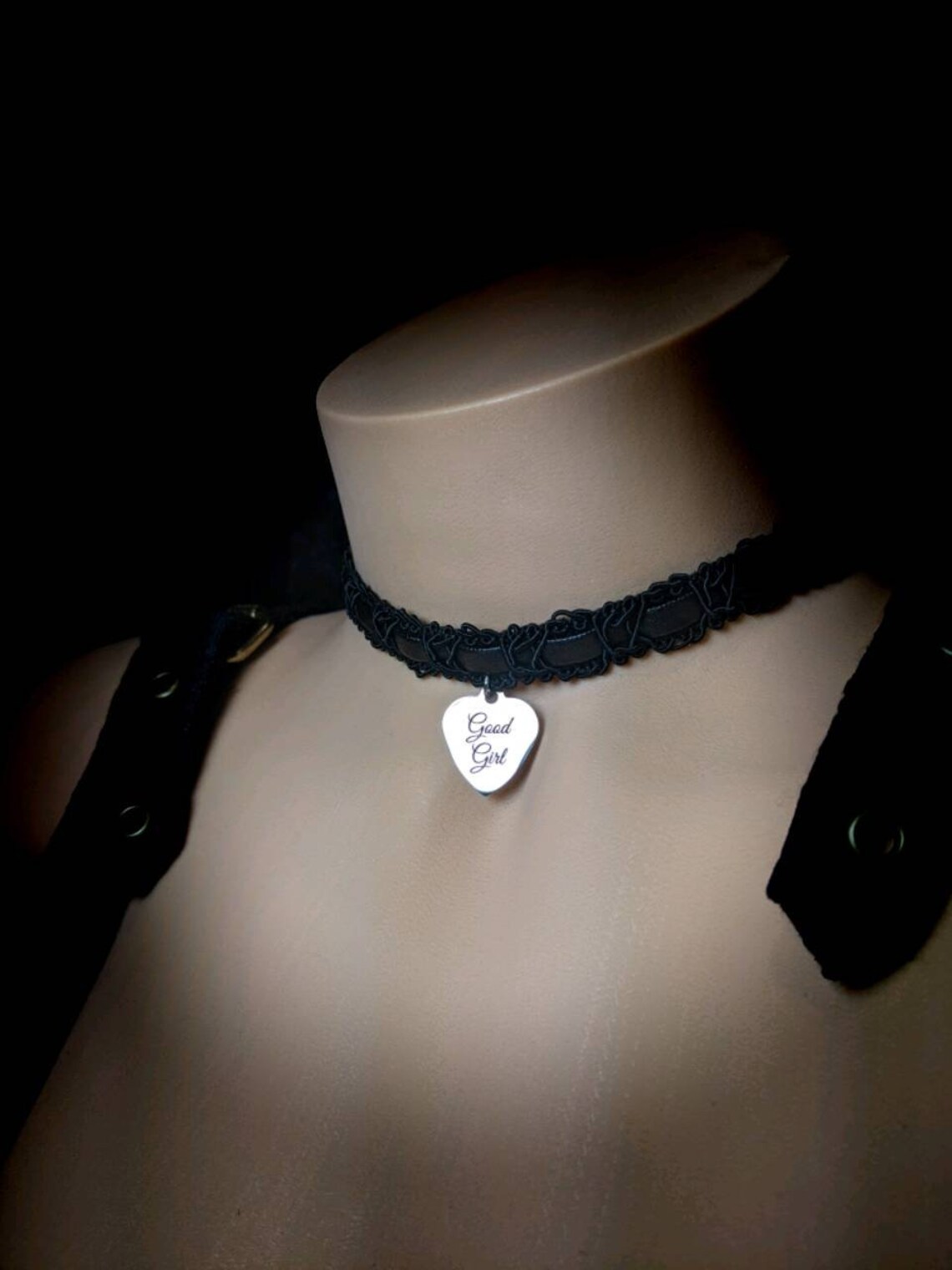 Sexy Submissive Day Collar Choker Heart Good Girl Tag Charm Etsy