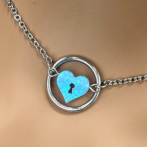 Day Collar * O Ring w/ Opal Heart Lock * Locking Options * 24/7 Wear