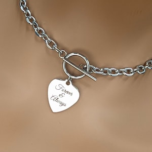 Day Collar * O Ring Toggle w/ Engraved Heart * Forever and Always