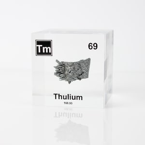 Thulium Crystalline Element Cube for Periodic Table Display 99.995% Pure Element Sample Rare Metal Science Memorabilia Gift Lucite Acrylic