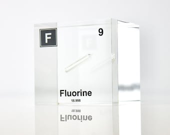 Fluor Element Cube – Periodiek systeem cadeau, Lucite acryl cadeau-ideeën voor leraar professor Interessante kennis kennis Wetenschapsfeiten
