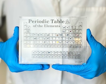 Tavola periodica degli elementi 85 Real Element Display Regalo acrilico premium per l'arredamento della tavola di chimica di esperimenti scientifici, cimeli di scienziati