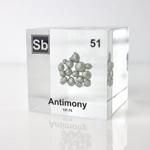 Antimon Element Kub Periodisk Tabell Pedagogisk Display för Lärare Gåva Ampull Gåva Skrivbordsdekoration Pedagogiskt Instrument