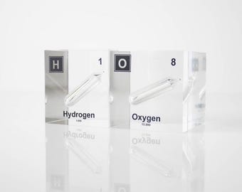 H2O (Water) Kubusbundel Waterstof Zuurstof Cadeau-ideeën voor leraren Student Display Decoratie Leren Kennis Grappig Afstuderen Scheikunde