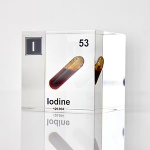 Collezione di cubi di iodio autentico, idee regalo per insegnanti di scienze, ornamento didattico da scrivania, esempio per la laurea.