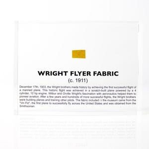 Wright Flyer Fabric Artifact Display Historic Smithsonian Quality Vin Fizz flyer Fabric historical aviation gift for pilot (C.O.A. Included)