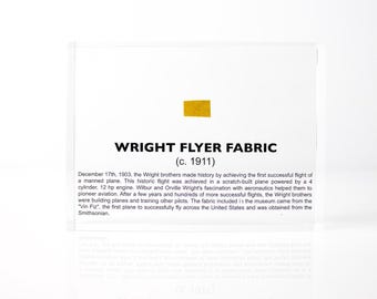 Wright Flyer Fabric Artifact Display Historic Smithsonian Quality Vin Fizz flyer Fabric historical aviation gift for pilot (C.O.A. Included)