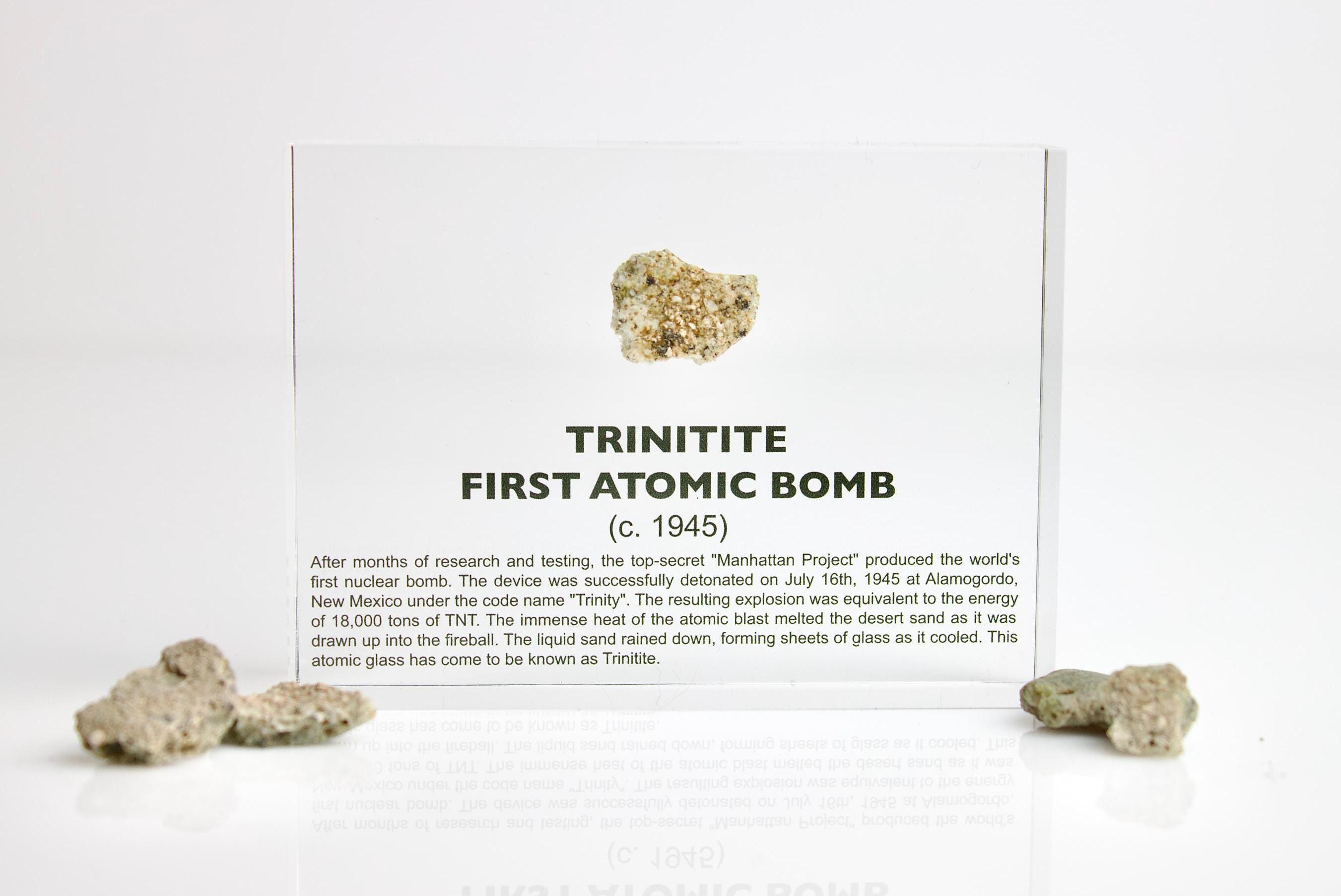 Authentic Trinitite from First Atomic Bomb Test - WWII Historical Memorabilia Acrylic Display for History Collectors (COA Included)
