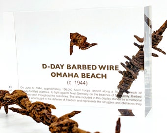 WWII D-Day Memorabilia WW2 Barbed wire Omaha Beach Battle Relics Military Gifts Authentic World War II  History Collectors (C.O.A. Included)