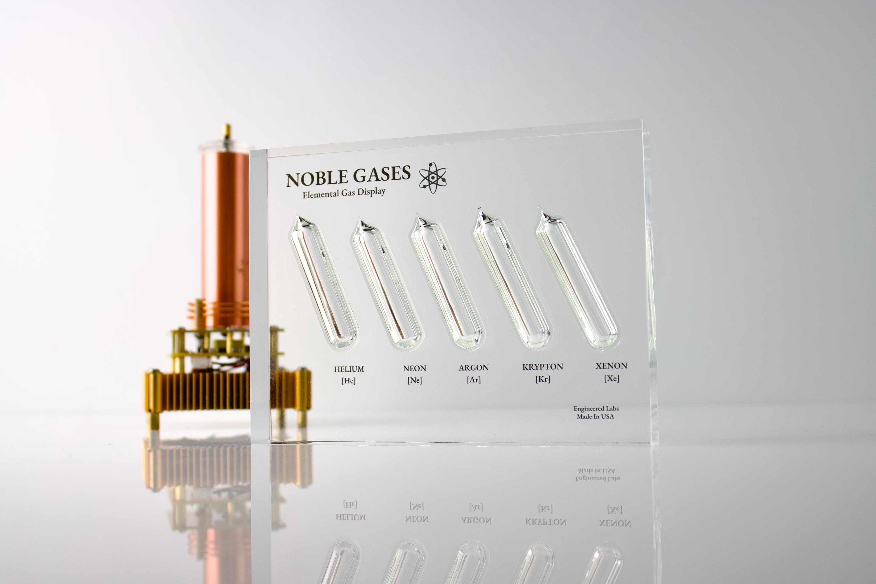 Noble Gases Discharge Tubes Set - Helium, Neon, Krypton, Argon, Xenon - Made In Austria For Science & Display
