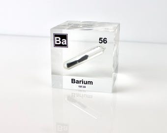 99,9% puur BARIUMELEMENT kubus glazen ampul ingekapseld in acryl voor wetenschappelijk display Perfect voor onderzoekers en liefhebbers van scheikunde