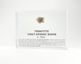 WWII Atomic Bomb Memorabilia WW2 First Trinitite Atomic Bomb Authentic World War II Acrylic Display for History Collector (C.O.A. Included)