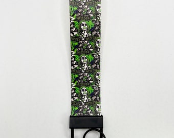 Beetlejuice keychain, vegan leather, handmade.
