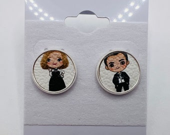 Schitt’s Creek stud earrings, vegan leather, handmade, lightweight, nickel free