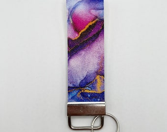 Purple swirl keychain, vegan, lightweight, handmade.