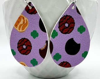 Girl Scout cookie teardrop earrings! Vegan leather.