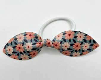 Floral ponytail bow, lightweight, handmade, vegan leather