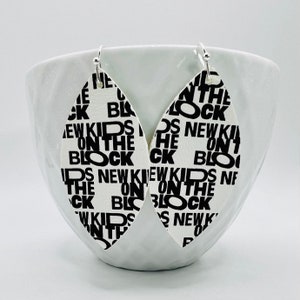 New Kids on the Block earrings, NKOTB dangle earring, vegan leather