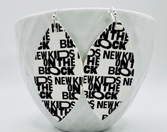 New Kids on the Block earrings, NKOTB dangle earring, vegan leather