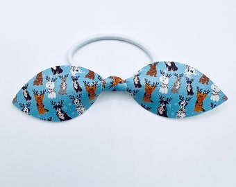 Reindeer pups ponytail bow. Vegan leather, lightweight, handmade.