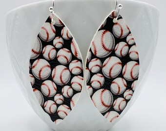Baseball earrings, nickel free, lightweight, vegan, handmade