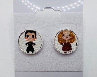 Schitt’s Creek stud earrings, vegan leather, handmade, lightweight, nickel free