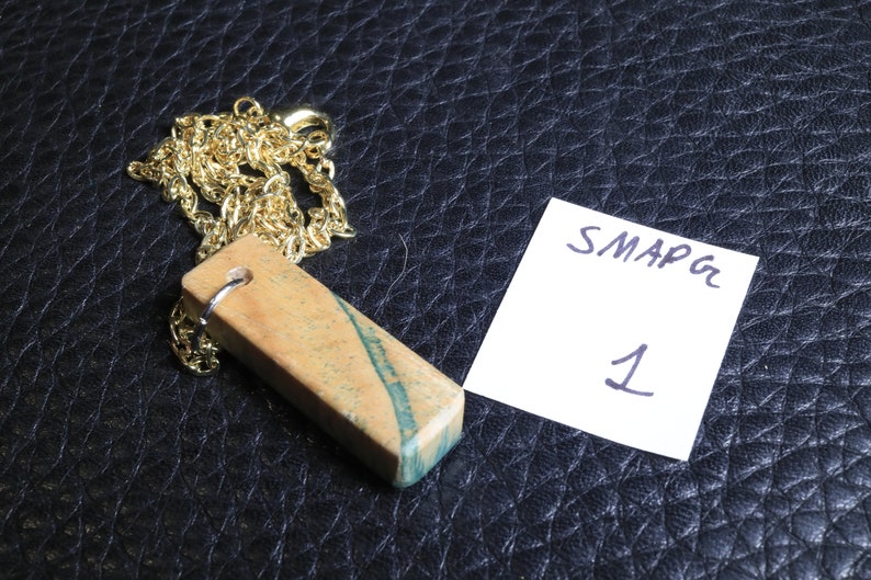 Handmade Green and Creme Mappa burl wood necklace pendant SMAPG1 image 5