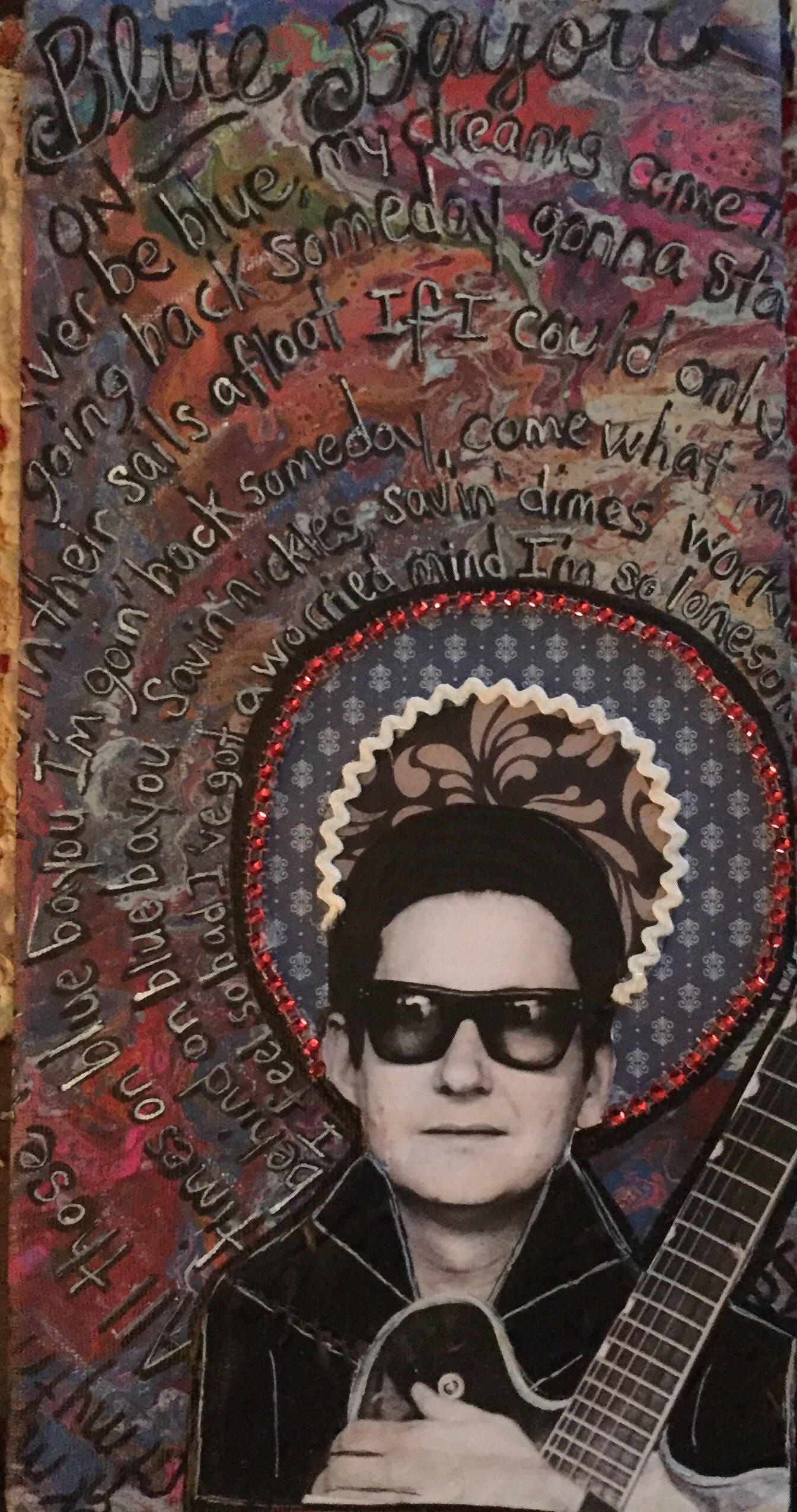 Roy Orbison - Blue Bayou Art Print by Cynthia Pottorff, image size:1344x2550