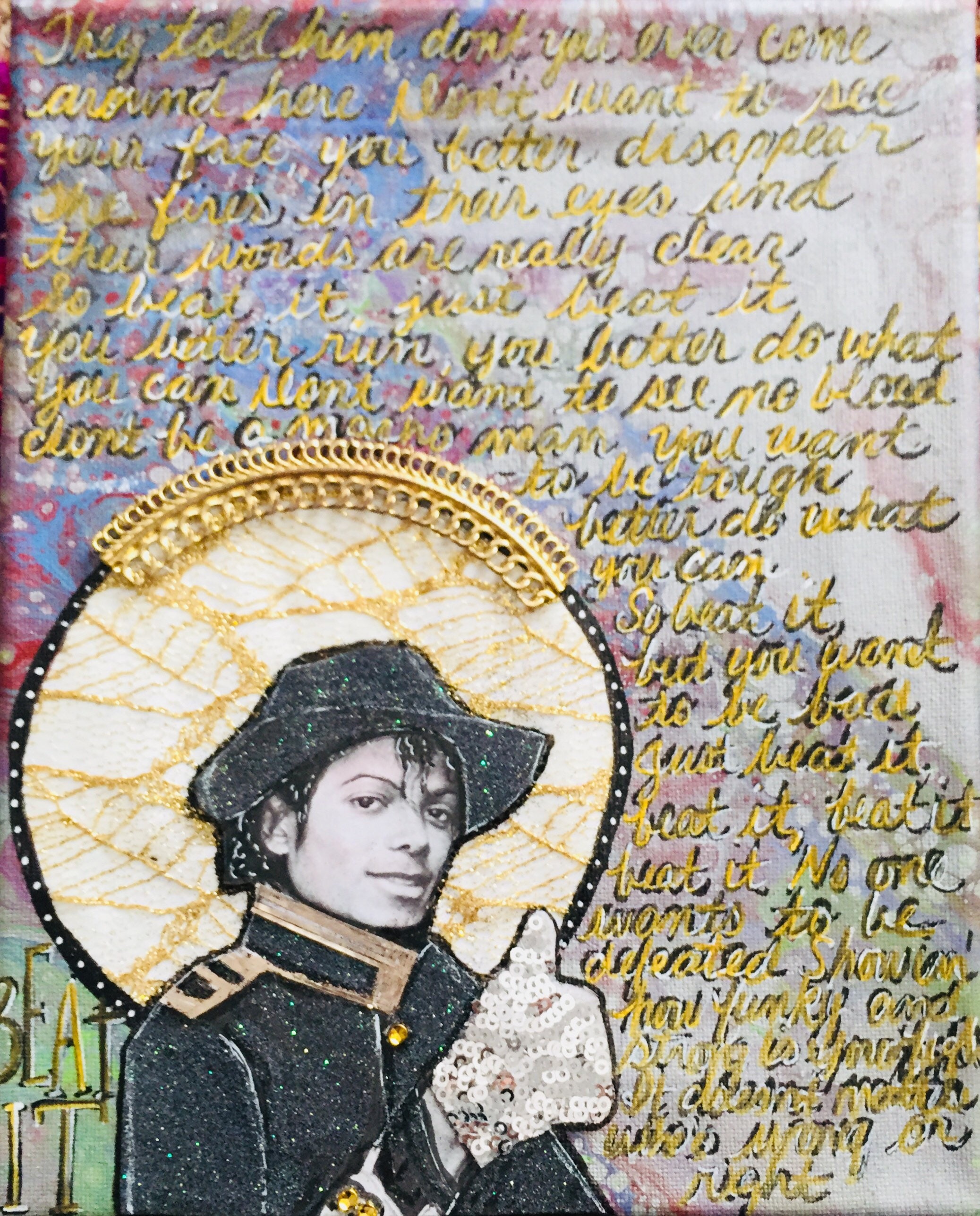 Michael Jackson “beat It”, Mixed Media on Canvas, Michael Jackson