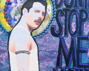 Freddie Mercury, Queen,  "Dont Stop Me Now" mixed media on canvas, Freddie Mercury artwork, Freddie Mercury gifts, Queen artwork, Queen art